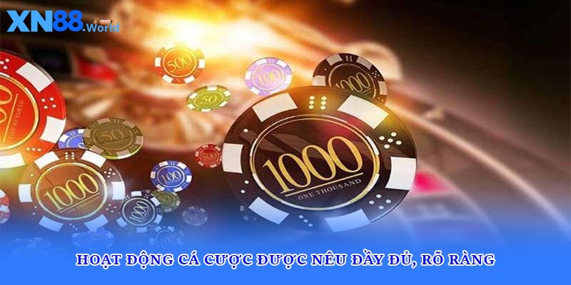 Hoạt động cá cược được nêu đầy đủ, rõ ràng